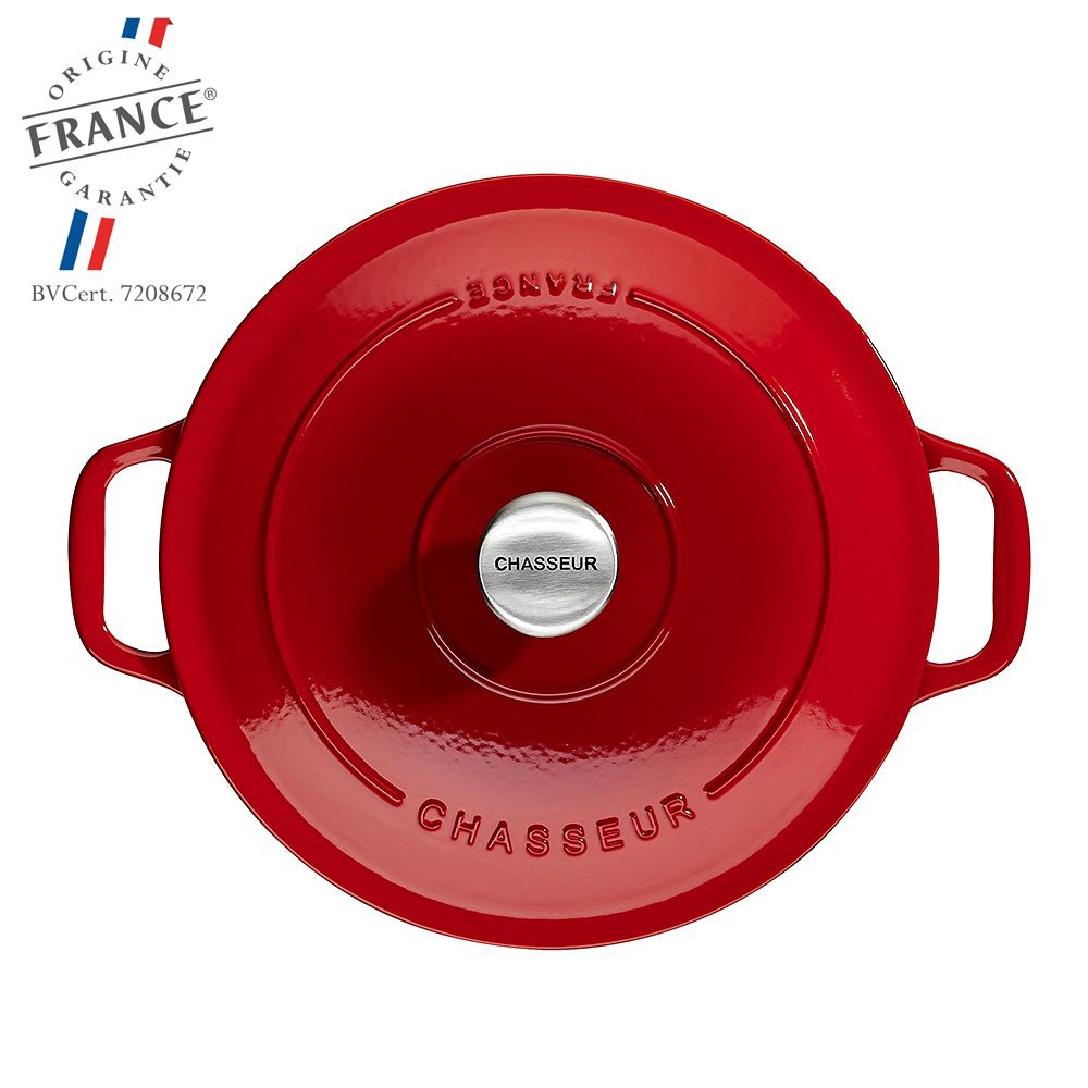 Chasseur Cast Iron Round Casserole, Ruby Red