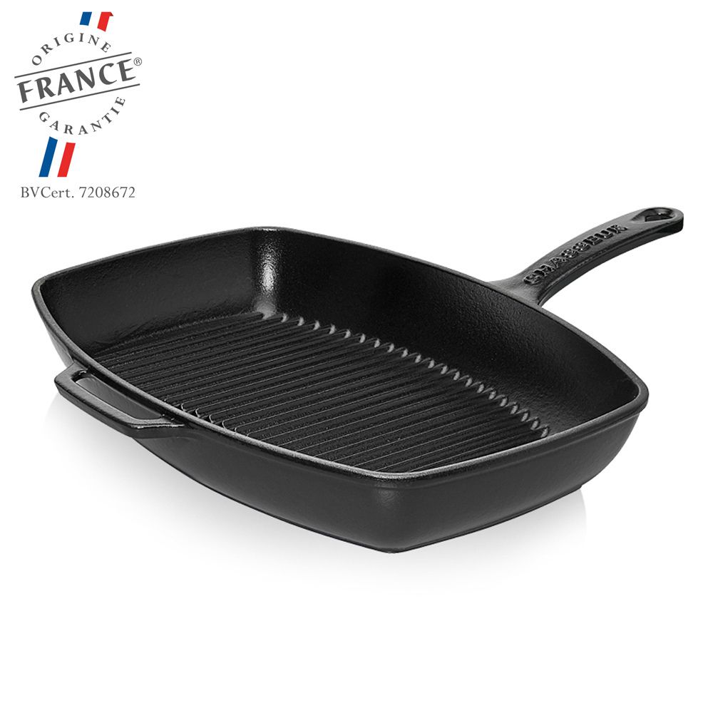 Chasseur French Oval Cast Iron Grill Pan, 18-inch - Black